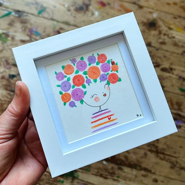 Dahlia - Framed Original Mini Illustration