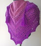 Handspun Knitted Shawl, Scarf or Wrap, Gradient Pink & Purple Pure Merino Wool  - Image 2