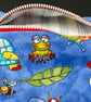 Small funky zipped pouch with cartoon frogs, tortoise, bees and toadstools - Image 5