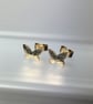 Tiny 9ct yellow gold butterfly stud earrings - Image 1