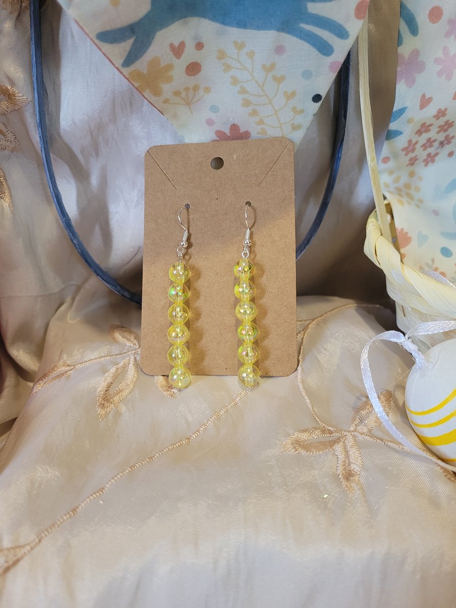S925 Sterling Silver Dangle Drop Earrings - Easter Sparkle Yellow