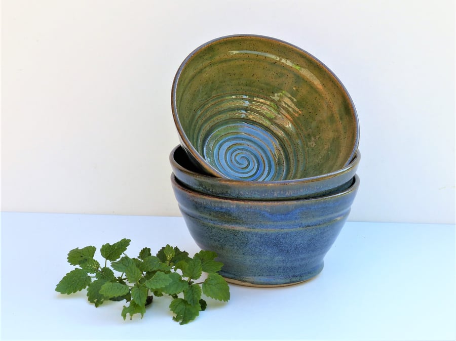 Summer Landscape Breakfast - Soup  -Salad  - Tapas Bowls Ceramic Stoneware 