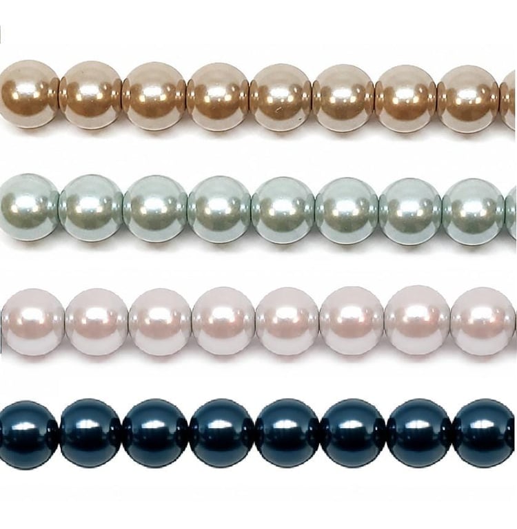 8mm Metallic Tone Glass Pearl Beads, for Jewellery Making, Wedding Pearl Beads