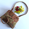 Zip up shoulder bag upcycled in an autumnal vintage William Morris vine print