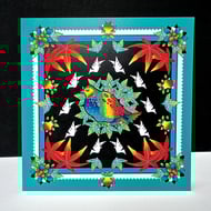 Turquoise Festive Partridge Christmas Card 