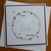80th Birthday Card - Pastel Blue Wreath Design 