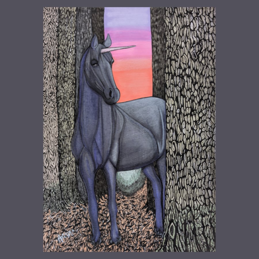 Dark Unicorn Notecards - Pack of 5 A6 Cards