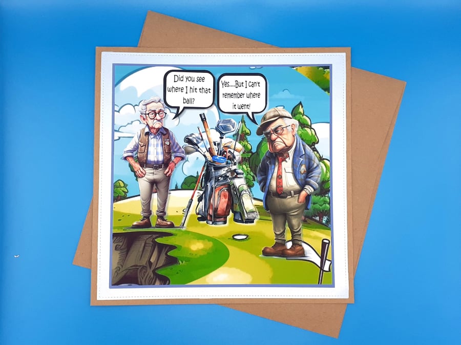 Funny Golf Birthday Card, 8x8inches 20x20cm