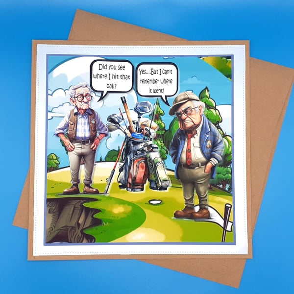 Funny Golf Birthday Card, 8x8inches 20x20cm