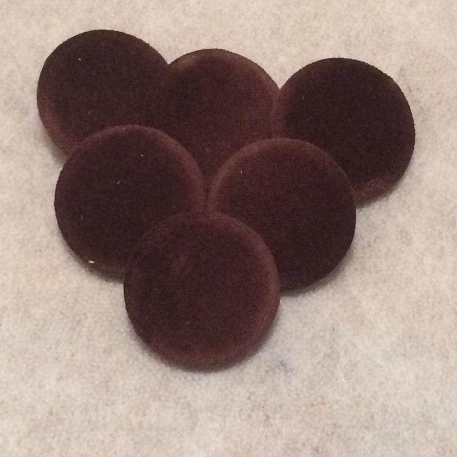 Large Brown Velvet, Fabric Covered Buttons - Choice of Pack Size