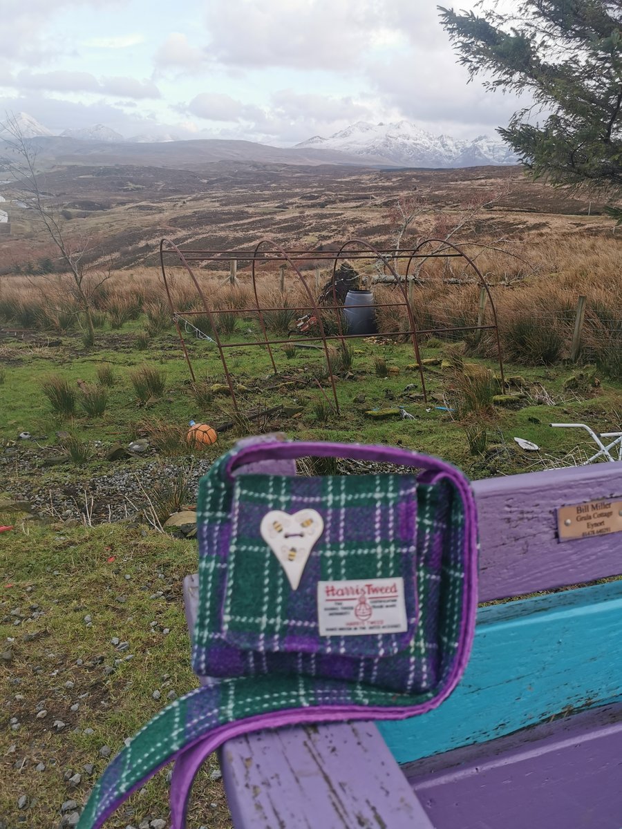 Small Harris Tweed crossbody bag with handmade button 