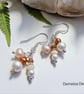 Huggie Cluster Pearls & Ethiopian Wello Opal Sterling Silver Earrings  - Image 1