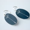 SALE - Dandelion oval earrings in black - slight seconds 