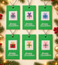 Six Large Cross-Stitch Christmas Gift Tags – Colourful Presents - Image 1