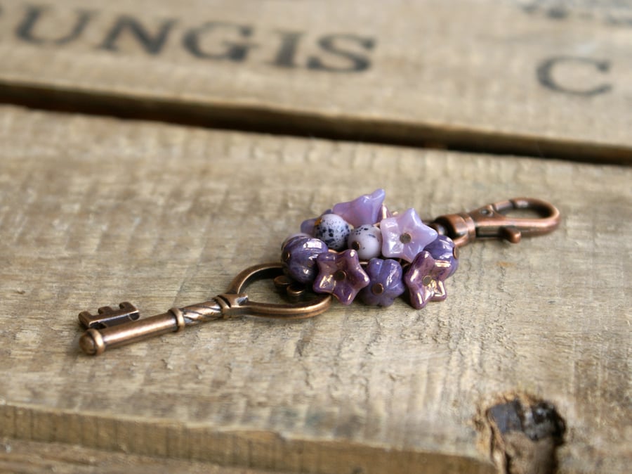 Purple Key Bag Charm