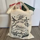 Individually Printed Tote Bags with Original Adventure Illustration 