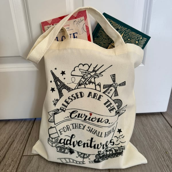 Individually Printed Tote Bags with Original Adventure Illustration 