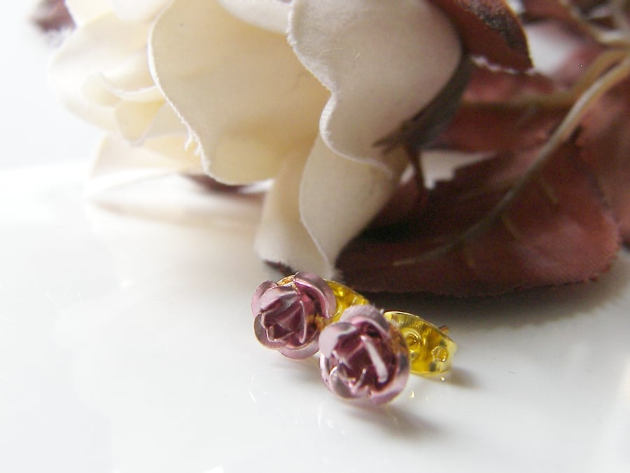 Dainty Pink Rose Earrings - PRETTY IN PINK