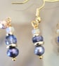 Luxury Bridesmaids Earrings, Blue Pearl.Blue or Bio Sapphire and a Yellow Opal. 