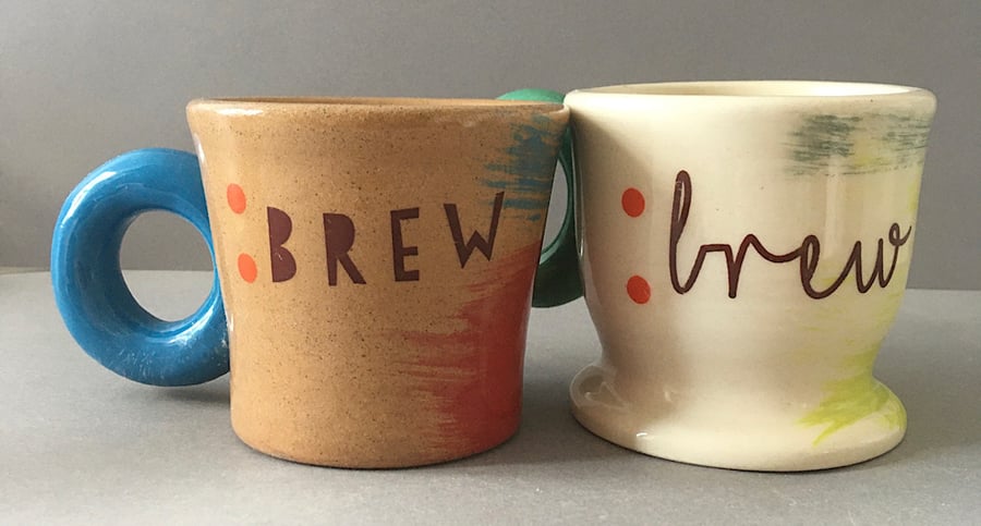 Two Brews. Pair of handmade ceramic cups.
