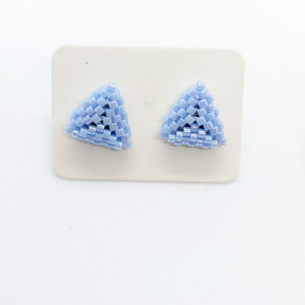 Triangle Stud Earrings - Baby Blue