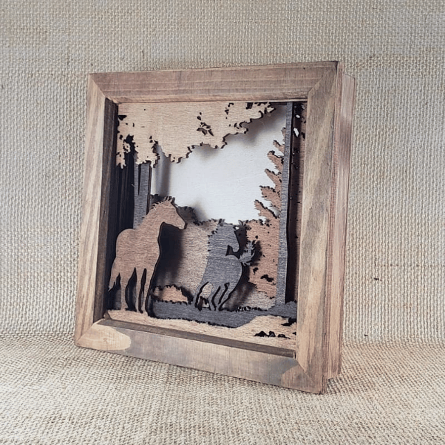 Galloping Horses! - Wooden 3D Laser Cut Picture 