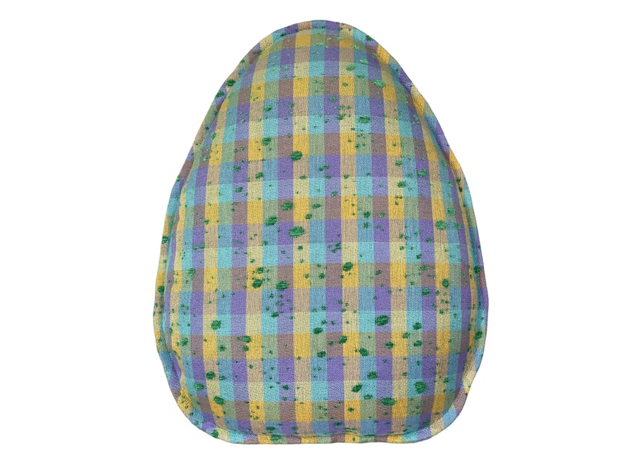 Easter Egg Shaped Cushion Checked Chenille Egg Pillow Easter Pastel Spring Decor