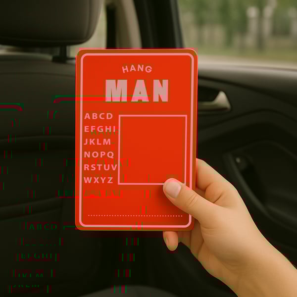 Travel Hangman Game for Kids & Adults – Reusable Board with Pen – Compact game