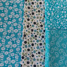 Bright blues floral fabric remnants bundle