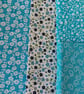 Bright blues floral fabric remnants bundle