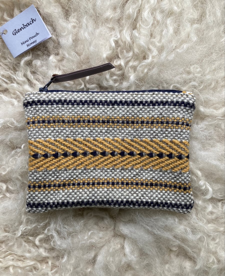 Wool Mini Pouch - Honey: Handwoven in Wales