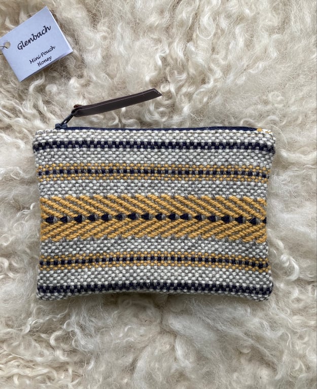 Wool Mini Pouch - Honey: Handwoven in Wales