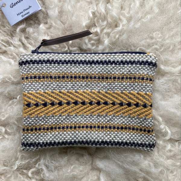 Wool Mini Pouch - Honey: Handwoven in Wales