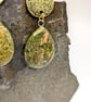 Earthy Elegance: Textured Gold and Unakite Teardrop Earrings  - Image 2