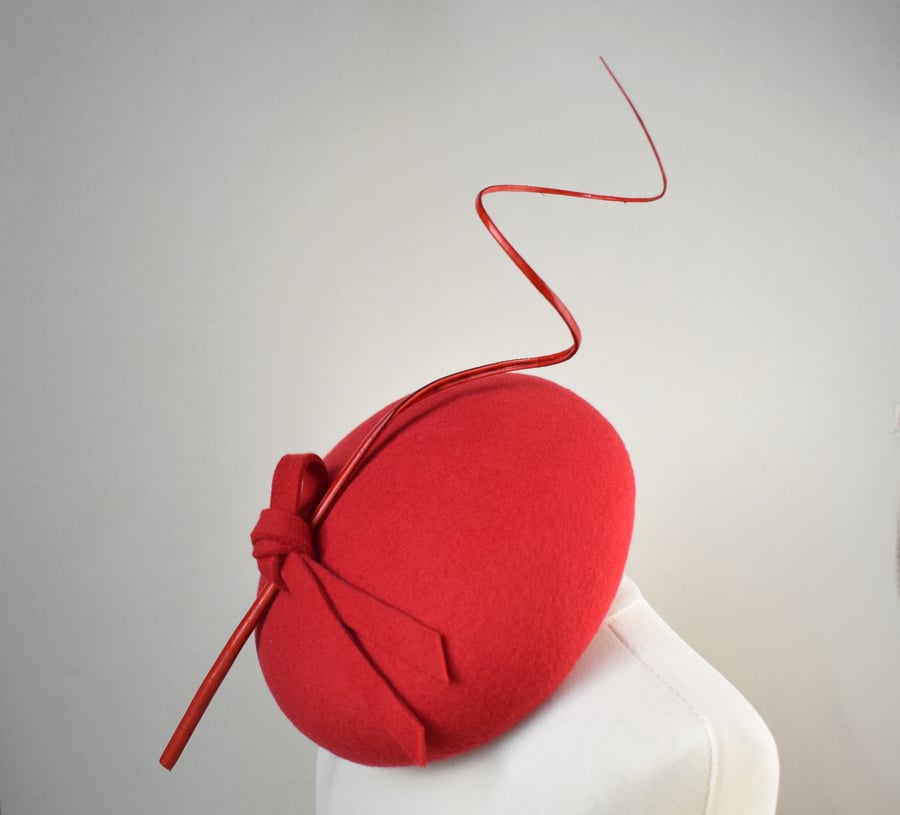 KATERINA Red Felt Occasion Hat - Womens Wedding Hat - Races Headpiece