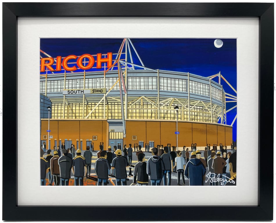 Wasps, Ricoh Arena. High Quality Framed Rugby Union Art Print.