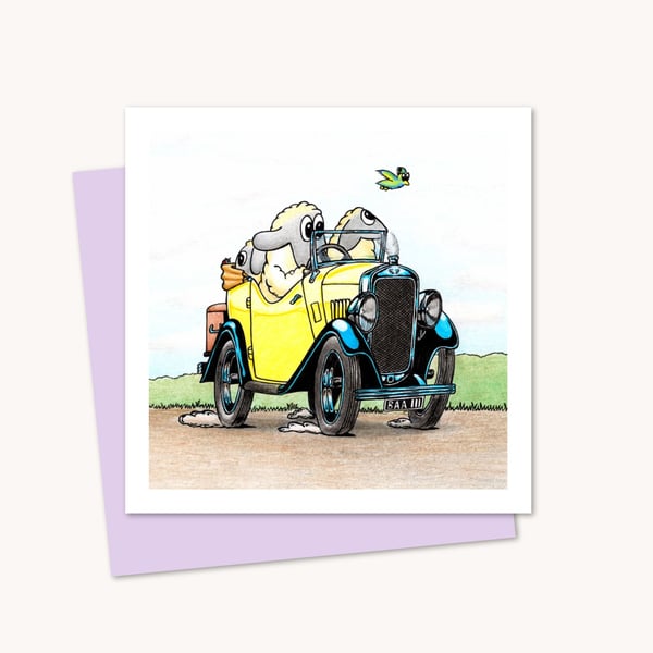 Whimsical Sheep Greeting Card: Cute Hand Drawn Sheep Illustration (226)