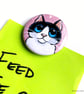 Black and White Cat - 38mm Round Fridge Magnet - Image 3