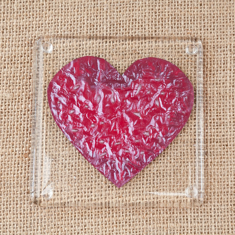 Love Heart Fused Glass Coasters