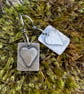 Oxidised sterling silver heart tag earrings - Image 1