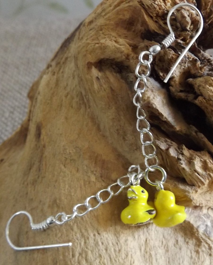 Enamel duck charm earrings