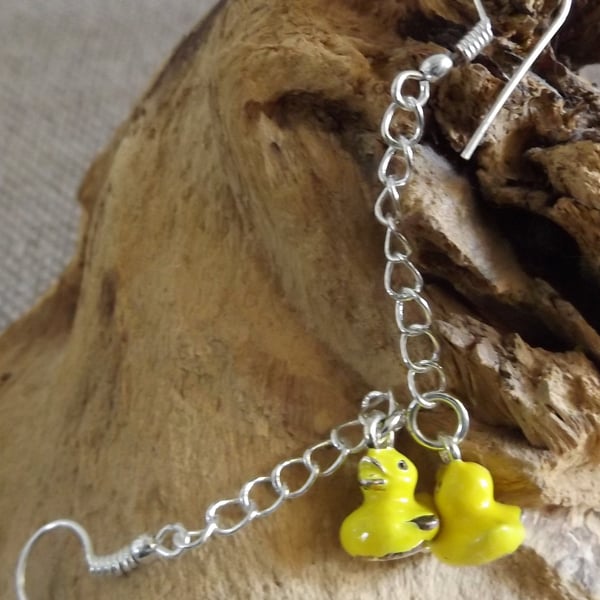 Enamel duck charm earrings