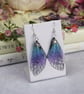 Blue Purple Evening Sky Fairy Wing Cicada Earrings Pagan Boho Fairycore Bridal