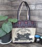 Eco Tote Bag - Handmade from Upcycled Materials - Black Pattern