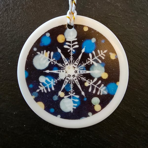 Snowflake Ceramic Hanging Bauble 