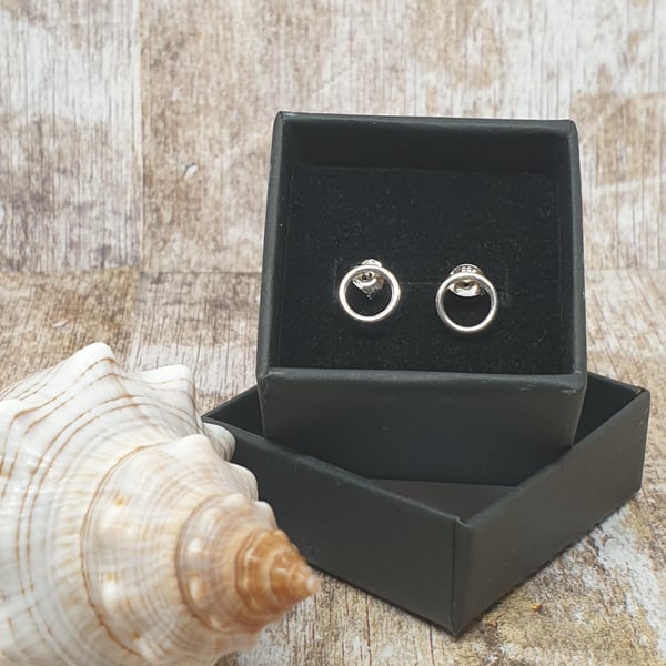Sterling Silver 925 Minimalist Open Circle Stud Earrings