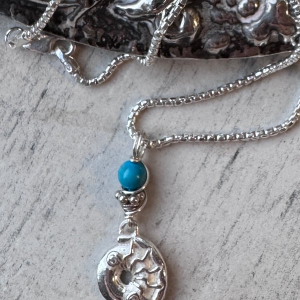 Tiny silver fossil necklace 