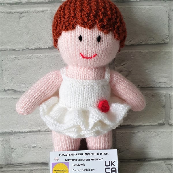 Knitted Ballet Dancer Doll, UKCA tested soft toy