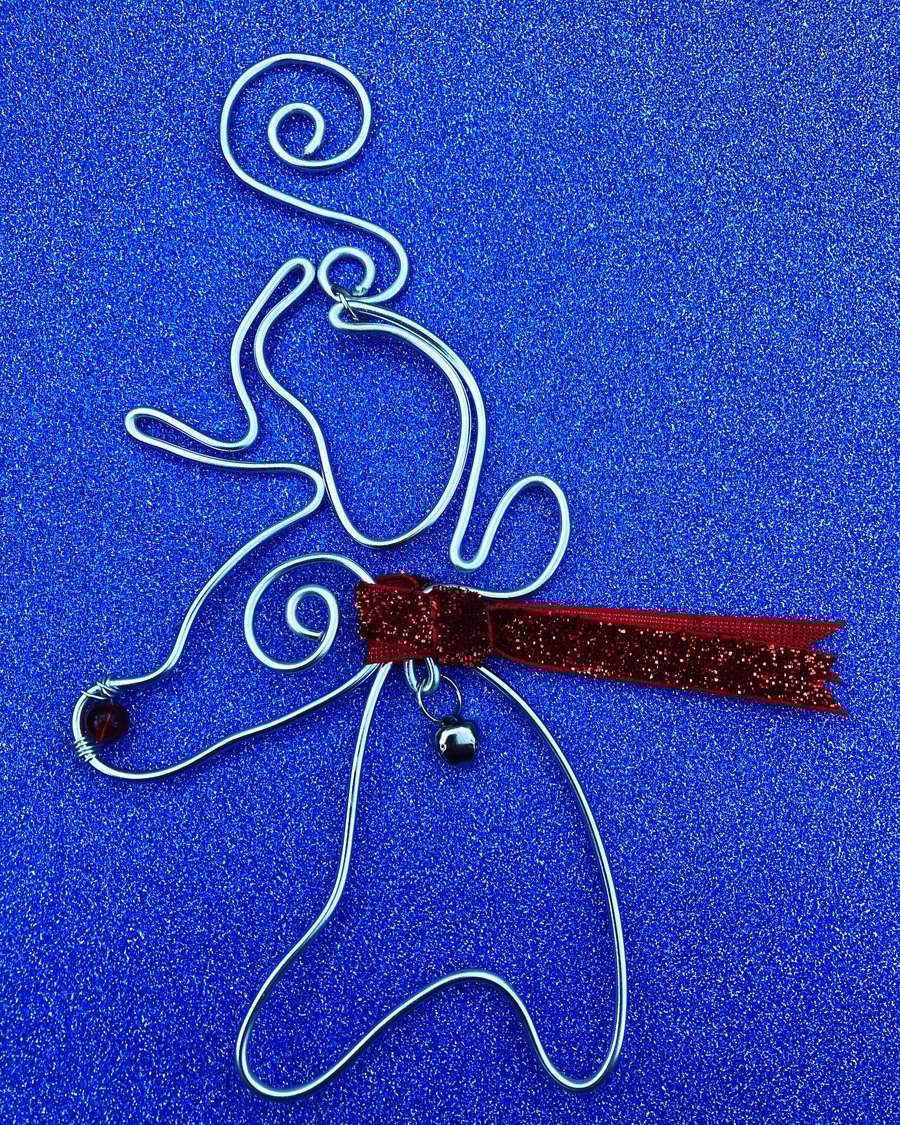 Handmade Wire Rudolph Christmas Ornament - Decoration Gift
