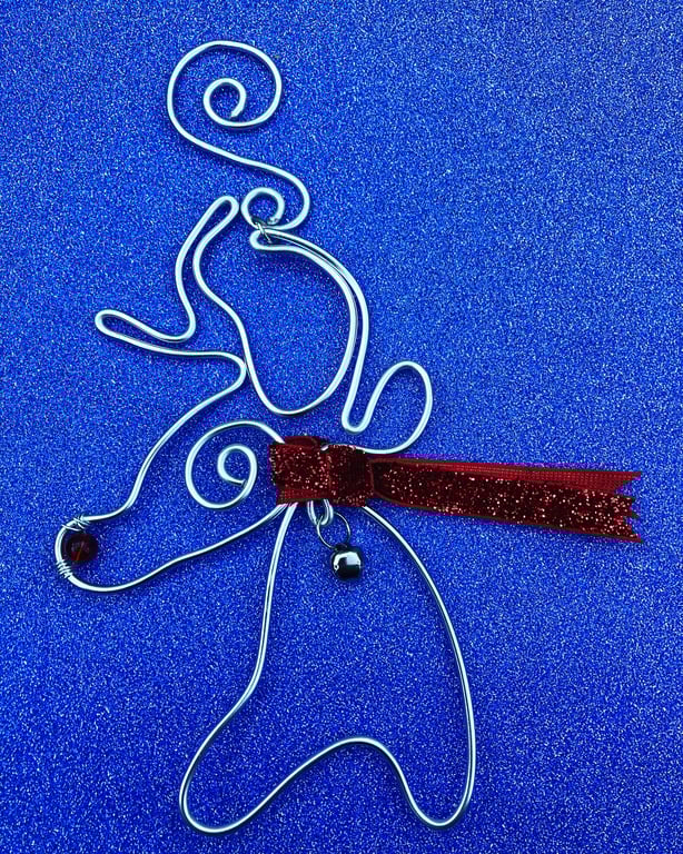 Handmade Wire Rudolph Christmas Ornament - Decoration Gift